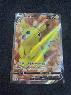 Pikachu v Full Art Swsh09 Brilliant Stars Card 157/172 Near Mint Condition - Image 1