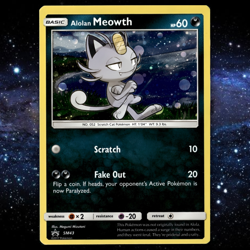 Alolan Meowth SM43 Black Star Promo Stamp Holo Pokemon Card (SM Sun & Moon) NM - Image 1