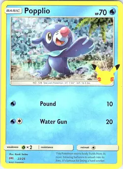 Popplio 023/025 McDonald's 25th Anniversary Promos Pokemon Holo NM - Image 1