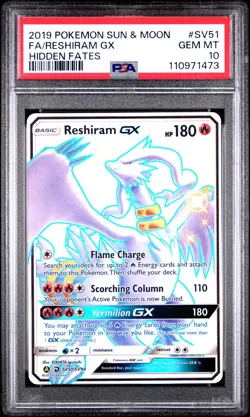 Reshiram Gx SV51/SV94 Hidden Fates Pokemon PSA 10 - Image 1