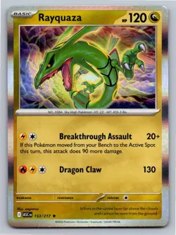 Rayquaza 153/217 Rare Ascended Heroes Pokemon Holo Near Mint - Image 1