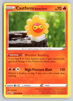 CASTFORM SUNNY FORM 022/198 COMMON CHILLING REIGN POKEMON NM - Image 1