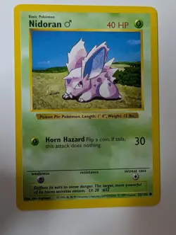 Nidoran M 55/102 Common Base Set Shadowless Pokemon Lightly Played - Image 1