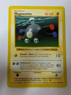 Magnemite 53/102 Common Base Set Shadowless Pokemon Lightly Played - Image 1