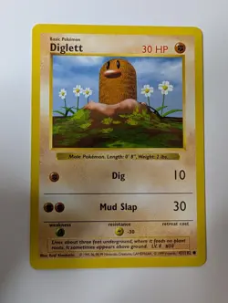 Diglett 47/102 Common Base Set Shadowless Pokemon Lightly Played - Image 1