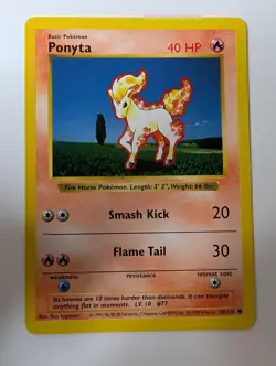 Ponyta 60/102 Common Base Set Shadowless Pokemon Lightly Played - Image 1