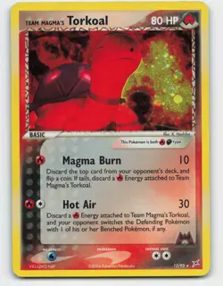 2004 Pokemon, Team Magma vs Team Aqua, #12/95 Team Magma's Torkoal, Holo Rare LP - Image 1