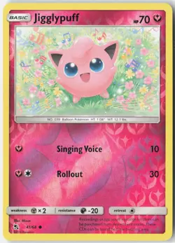 Jigglypuff 41/68 Common Hidden Fates Pokemon Reverse Holo Near Mint - Image 1