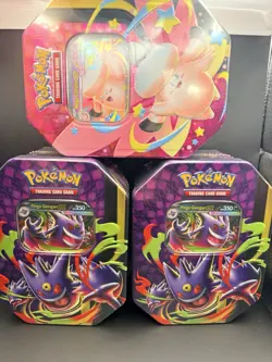 Pokemon Mega Moonlit ex Tins Lot Of 3, 2Gengar & 1 Clefable Factory Sealed - Image 1