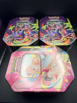 Pokemon Mega Moonlit ex Tins Lot Of 3, 2Gengar & 1 Clefable Factory Sealed - Image 2