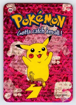 Pikachu #025 Pokemon Vending Prism Holo Sticker Card Authentic Nintendo - Nm/Vlp - Image 1