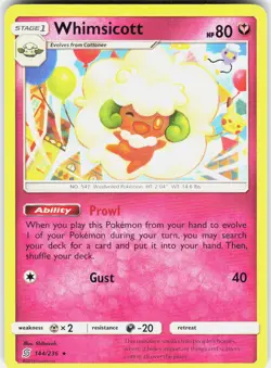 Whimsicott 144/236 Rare Unified Minds Pokemon Moderately Played - Image 1