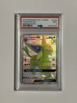 2019 POKEMON SUN & MOON HIDDEN FATES #SV60 FULL ART/ESPEON GX PSA 9 - Image 1