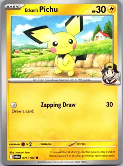 ETHAN'S PICHU 071/182 C DESTINED RIVALS POKEMON NM - Image 1