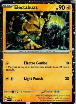 Electabuzz 125/165 Common 151 Pokemon Holo Near Mint - Image 1