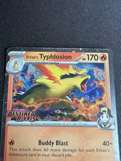 Pokemon Destined Rivals Ethan’s Typhlosion Pre Release Stamped 034/182 - Image 3