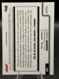 2025 Topps Chrome F1 Logofractor #130 Lando Norris Driver of the Day McLaren - Image 2