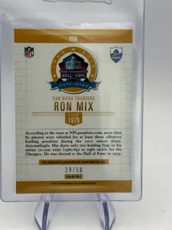 Panini Ron Mix On Card Auto Chargers Hall of Fame HOF Autograph Football Card - Image 2