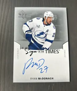 2025-26 UD SP Authentic Sign of the Times Ryan Mcdonagh Auto #SOTT-RM Lightning - Image 1