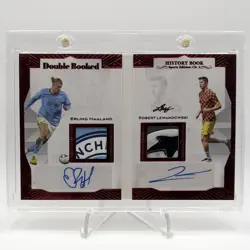 2023 Leaf History Book Erling Haaland/Robert Lewandowski Ruby Dual Auto Relic /3 - Image 1