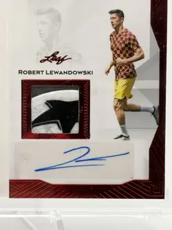 2023 Leaf History Book Erling Haaland/Robert Lewandowski Ruby Dual Auto Relic /3 - Image 3