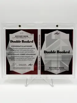 2023 Leaf History Book Erling Haaland/Robert Lewandowski Ruby Dual Auto Relic /3 - Image 4