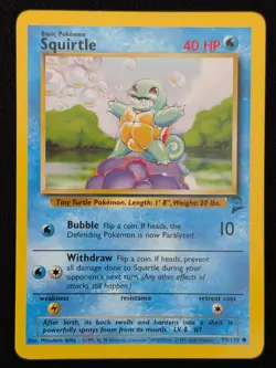 Squirtle 93/130 Base Set 2 Unlimited Pokemon Card WOTC TCG Non Holo - Image 1
