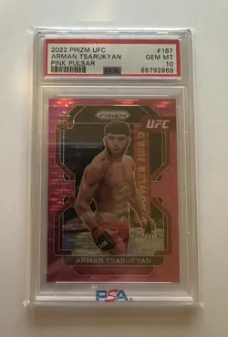 2022 UFC Prizm Arman Tsarukyan Pink Pulsar Rookie Card /42 PSA 10 - Image 1