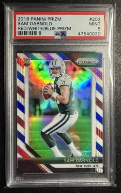 2018 Panini Prizm Sam Darnold (RC) Red White and Blue Prizm Rookie #203 PSA 9 - Image 1