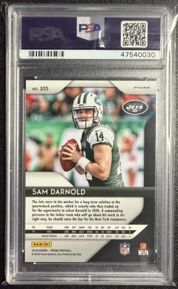 2018 Panini Prizm Sam Darnold (RC) Red White and Blue Prizm Rookie #203 PSA 9 - Image 2