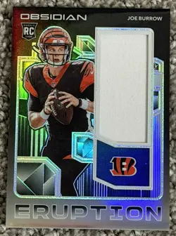 2020 Panini Obsidian Joe Burrow Rookie Eruption RC Patch Silver Holo Prizm /100 - Image 1