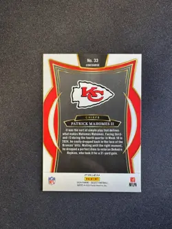 2024 Select Concourse Patrick Mahomes II Black & Green Prizm Shock #33 Chiefs - Image 2