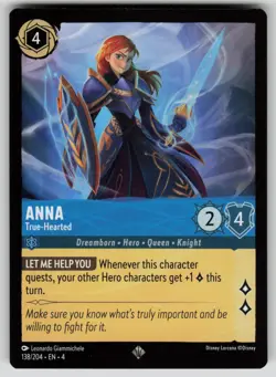 Anna - True-Hearted Super Rare Ursula's Return 138/204 Disney Lorcana NM - Image 1