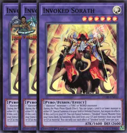 Yugioh! 3x Invoked Sorath CORI-EN030 Super Rare 1st Ed NM - Image 1