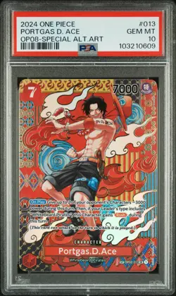 One Piece CCG OP08 Two Legends Portgas.D.Ace (SP) OP02-013 English - PSA 10 GEM! - Image 1
