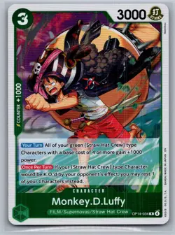 Monkey.D.Luffy OP14-034 Rare The Azure Sea's Seven One Piece Foil Near Mint - Image 1