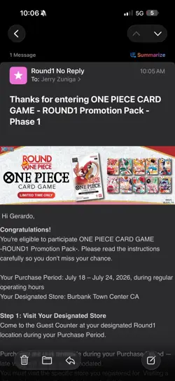 One Piece x Round 1 Promo Pack Presale - SET OF 10 PACKS One Piece Trading Cards - Image 2