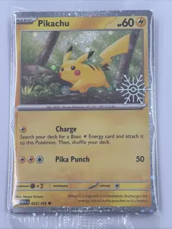 Pikachu 025/165 Pokemon TCG Holiday Calendar Snowflake Stamp Promo Sealed Holo - Image 5