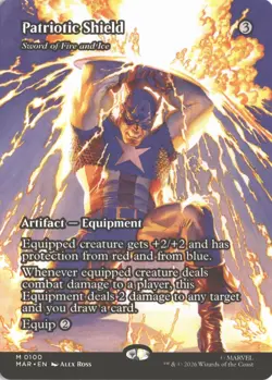 MTG Patriotic Shield Non-Foil Borderless (100) Marvel Universe Eternal-Legal NM - Image 1