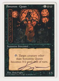 Signed Sorceress Queen LP 4th Edition Artist Kaja Foglio 1995 MTG Magic Vintage! - Image 1