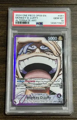 One Piece Monkey.D.Luffy OP09-061 Alternative Art Leader English PSA 10 - Image 1