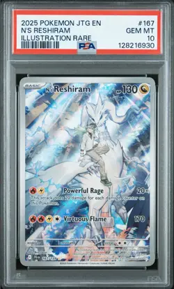 2025 POKEMON JTG EN-JOURNEY TOGETHER ILLUSTRATION RARE #167 N'S RESHIRAM PSA 10 - Image 1