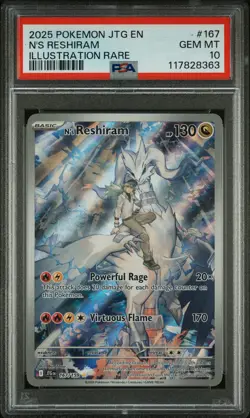 2025 POKEMON JTG EN-JOURNEY TOGETHER ILLUSTRATION RARE #167 N'S RESHIRAM PSA 10 - Image 1