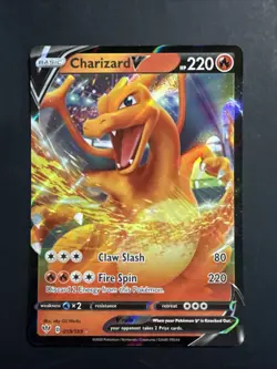 Pokemon TCG Charizard v Full Art Holo Card 019/189SWSH03: Darkness Ablaze - Image 1