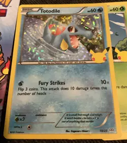 Pokemon Totodile McDonald's 25th Anniversary Promo Holo #18/25 + 3 Pack Cards - Image 2