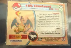 1999 Topps Pokemon TV Animation Edition Series 1 #06 Charizard Trading Card - Image 2