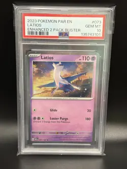 2023 LATIOS #073 Paradox Rift Holo Pokemon Card Enhanced 2 Pack Blister PSA 10 - Image 1