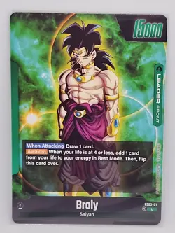 Dragon Ball Fusion World Broly FS03-01 Leader Starter Deck 3 Broly Card English - Image 2