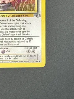NM Clefable Non Holo Jungle 17/64 Regular Pokemon Card - Image 5