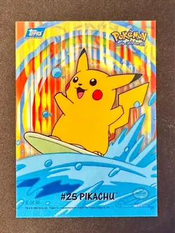Surfing Pikachu #25 2000 Topps Pokemon TV Animation Series 2 Pokemon Card - Nm - Image 1